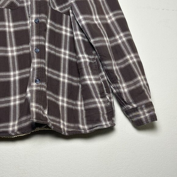 Wrangler Authentics Flannel Jacket Men XL Plaid Sherpa Lining Outerwear Brown - Picture 5 of 9